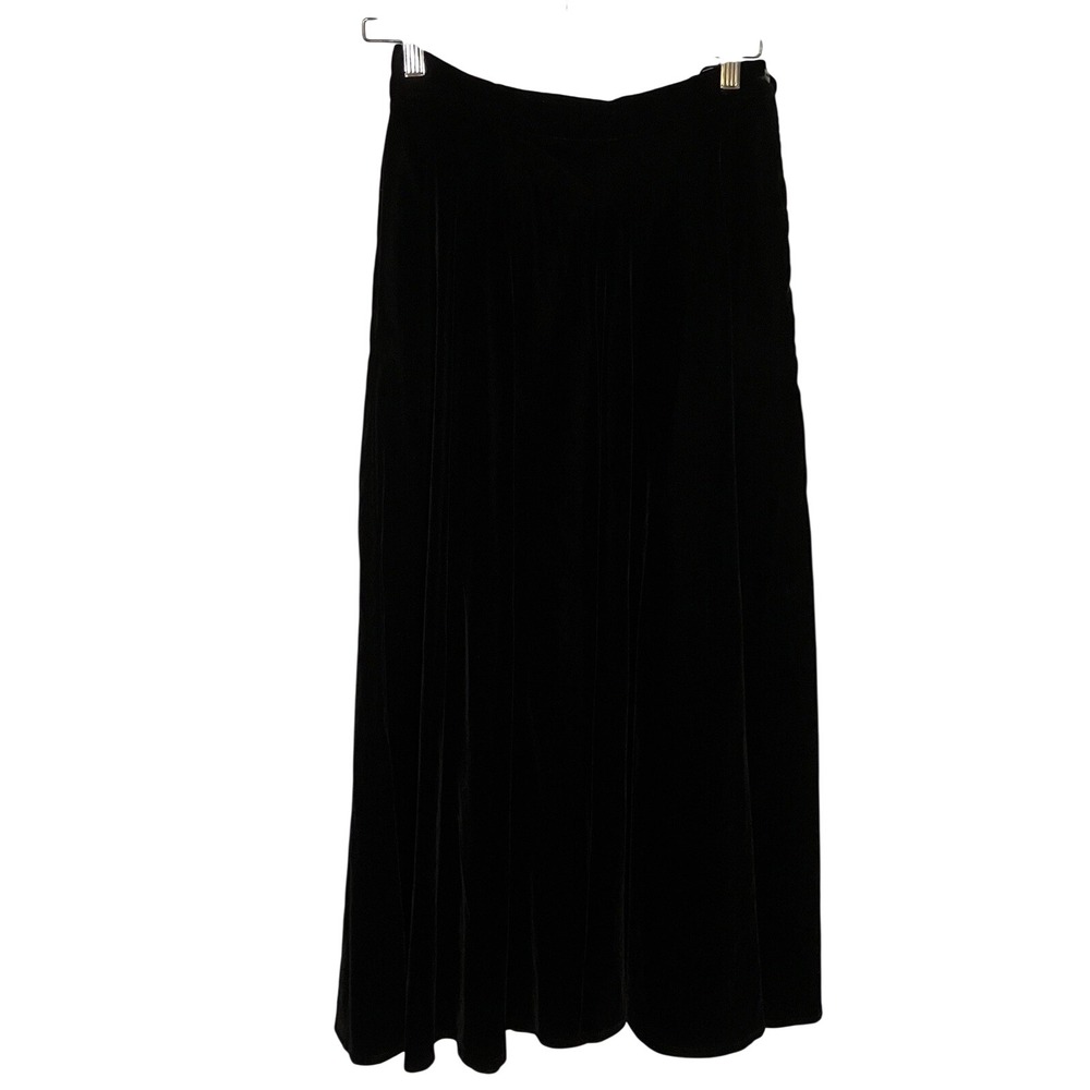 Edie Johne Vintage Black Velvet Maxi Skirt Size 8 Made in Canada 1312 High Waist